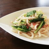 シンプル旨い！！明太子と小松菜の焼きうどん